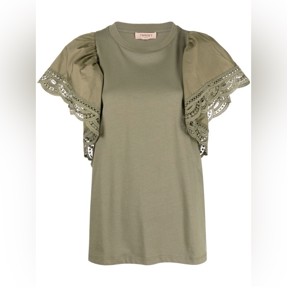 TWINSET Ruffle-Sleeve Blouse from Twin-Set - Green Size XS NWT